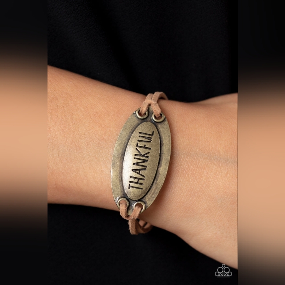 Thankful Tidings Brass Bracelet
